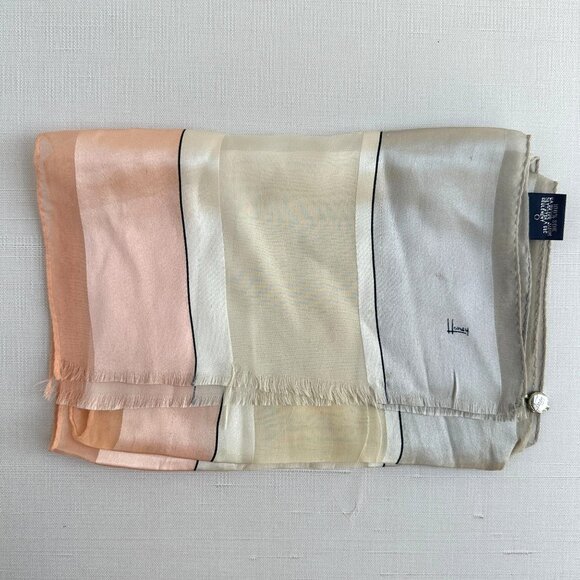 Honey Vintage Long Silk Striped Scarf - Picture 1 of 6